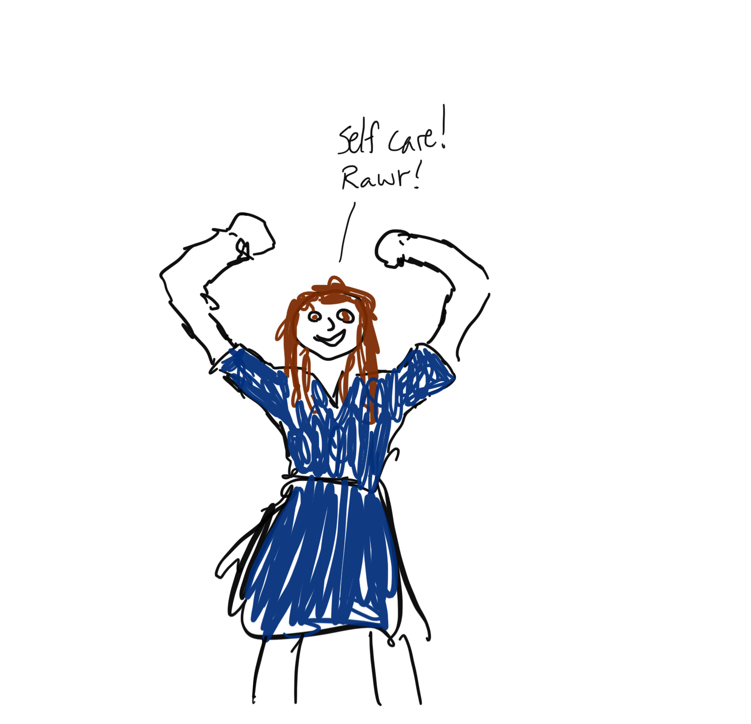 Prof. Talvitie holding her arms up and saying \